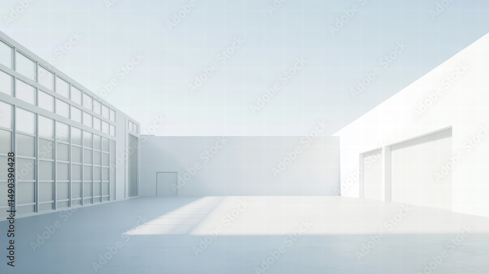 Poster modern minimalist architecture: clean lines and expansive windows characterize this modern architect
