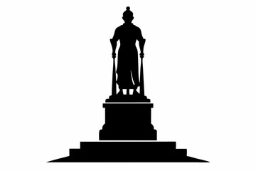 statue silhouette line art vector illustration with a white background