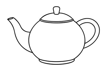 Obraz premium teapot silhouette line art vector illustration with a white background