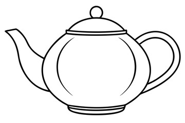teapot silhouette line art vector illustration with a white background