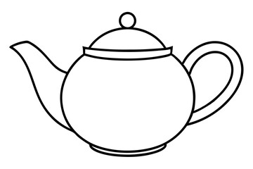 teapot silhouette line art vector illustration with a white background