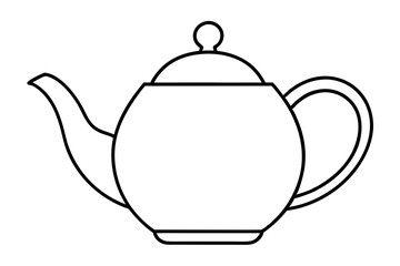 teapot silhouette line art vector illustration with a white background