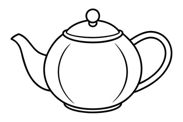 teapot silhouette line art vector illustration with a white background