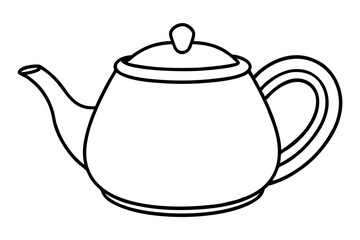 teapot silhouette line art vector illustration with a white background