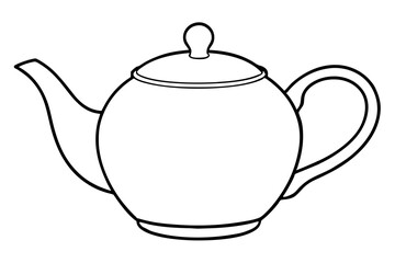 teapot silhouette line art vector illustration with a white background