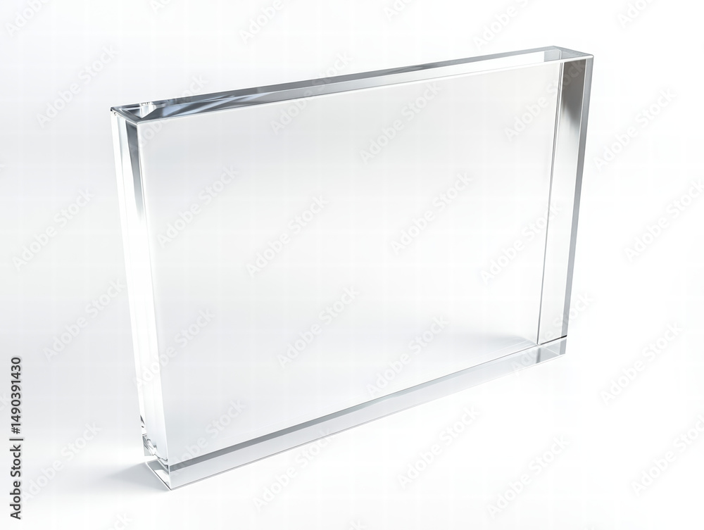 Poster clear acrylic block: an isolated clear acrylic block, showcasing its smooth surface, precise edges, 