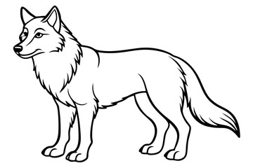 wolf silhouette line art vector illustration with a white background