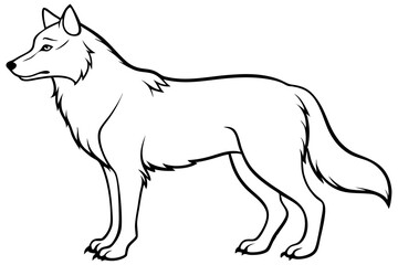 wolf silhouette line art vector illustration with a white background