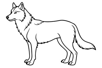 wolf silhouette line art vector illustration with a white background
