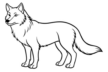 wolf silhouette line art vector illustration with a white background