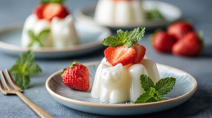 Delicious Strawberry Dessert Plate with Fork