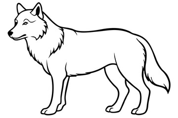 wolf silhouette line art vector illustration with a white background