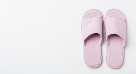 Pink slippers placed on a white background for cozy home environment  