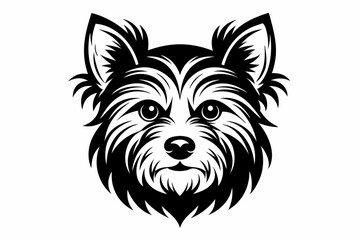 yorkshire terrier dog head silhouette line art vector illustration with a white background