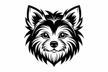 yorkshire terrier dog head silhouette line art vector illustration with a white background