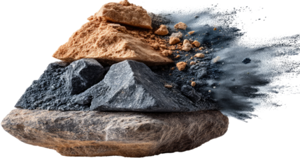 Exploding Mineral Composition: A dramatic close-up of various mineral samples explodes into dust particles, showcasing the unique textures and hues of geological formations.