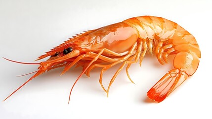 Cooked shrimp, white background, seafood