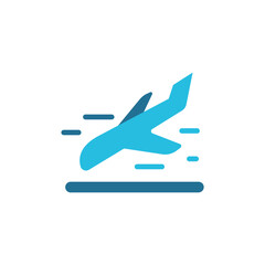 Stylized airplane takeoff motion graphic with transparent backdrop effect