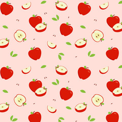 Hand drawn red apple pattern background