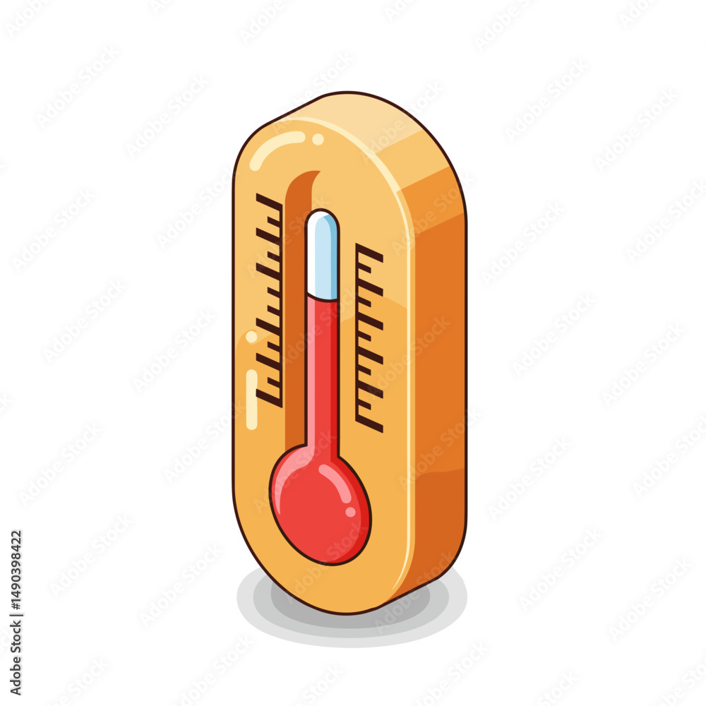 Poster thermometer displaying temperature in vibrant orange and red colors