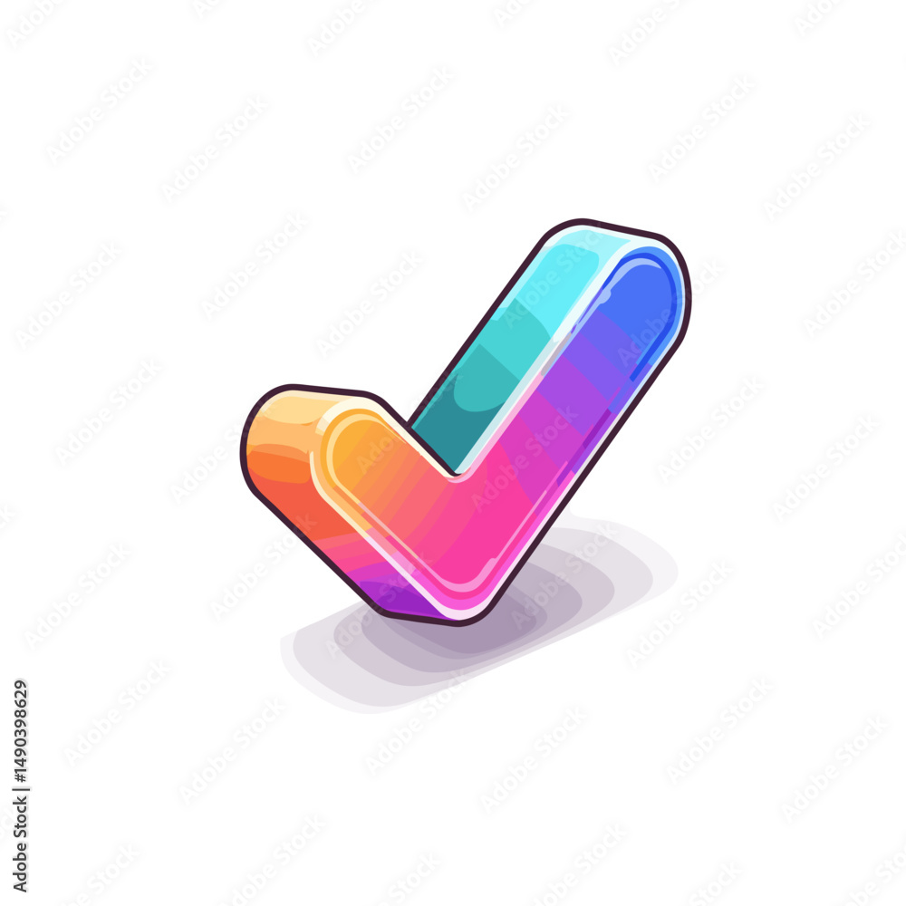 Poster colorful 3d check mark icon with gradient design on white background