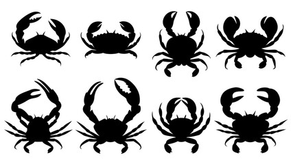 Crab silhouette set vector
