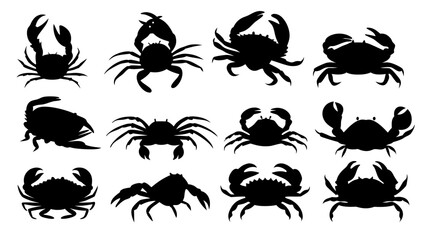 Crab silhouette set vector