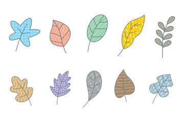 Leaves Doodle Illustration Set