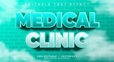medical clinic vector text effect with modern style design
