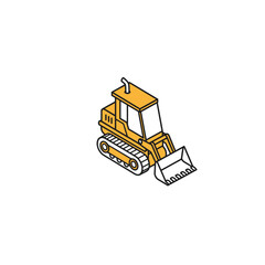 Fototapeta premium Yellow bulldozer vehicle illustration on white background 