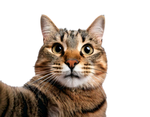 Cat, selfie, white background—this natural and isolated photo captures a curious feline taking a selfie. Perfectly lit, ideally framed, and charmingly expressive, it’s a fun and versatile visual asset