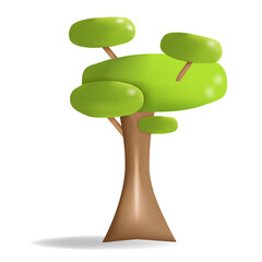Vector illustration of a tree with a volumetric oval crown in 3D style