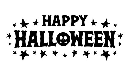 Happy Halloween vector lettering. Handwritten text design. Vector on white background