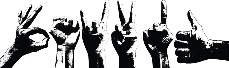 hand finger gesture pack ok sign yes thumb pointing metal love fist clench