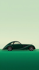 Retro Green Car on Green Grass