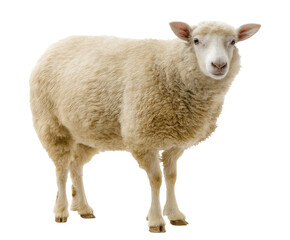 Fototapeta premium Farm animal standing in a field with soft grass during daylight on a transparent background, cut out