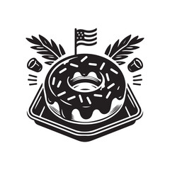 National Donut Day Silhouette Vector Illustration, Solid White Background.