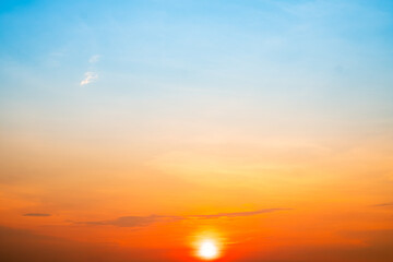 Beautiful , luxury soft gradient orange gold clouds and sunlight on the blue sky perfect for the...