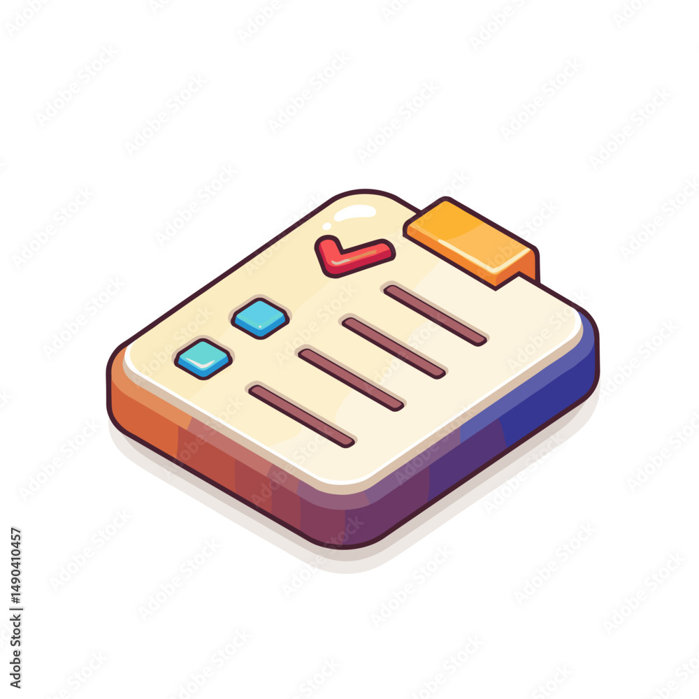 Poster colorful checklist icon with heart symbol and buttons for tasks