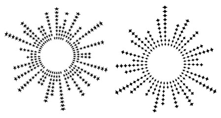 Two black star equalizer music sound wave circles