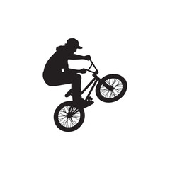 Obraz premium silhouette of a person playing bmx, editable vector image