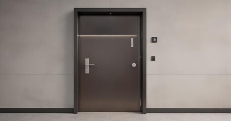 Sleek minimalist lobby door with integrated service bell, modern design , design, lines