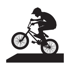 Naklejka premium silhouette of a person playing bmx, editable vector image