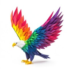 Obraz premium Colorful Rainbow Paper Eagle