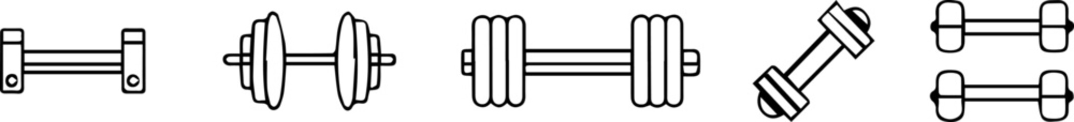 Line Art Set of Dumbbell Illustrations