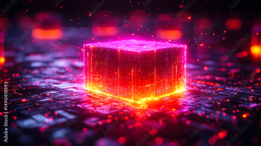 Aufkleber quantum computer illustration with glowing particles representing computational power