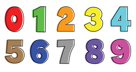 1 to 10 Solid Color Numbers