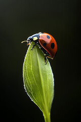 Obraz premium ladybug on green leaf