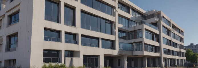 Modern building exterior, daytime progress timelapse,  materials,  texture