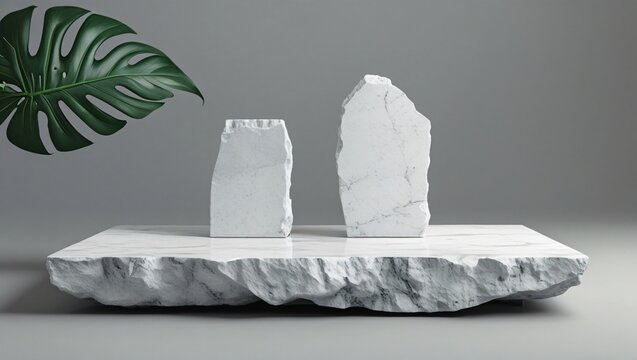 A clean set of various stones is isolated on a white table, nobody there